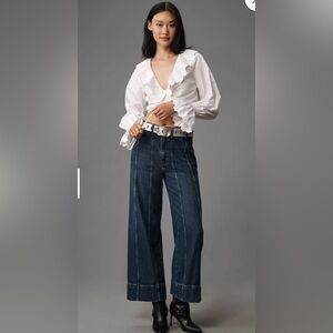 FRAME Seamed High-Rise Crop Wide-Leg Jeans size 26